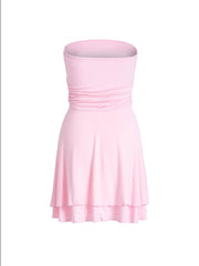 Trendsi 0 Y2K Tube-top Short Dress Summer Sexy Pleated Tight Dresses For Womens Clothing