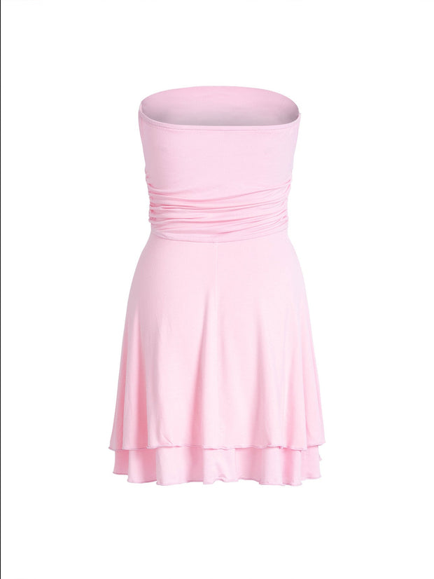 Trendsi 0 Y2K Tube-top Short Dress Summer Sexy Pleated Tight Dresses For Womens Clothing