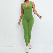Trendsi 4 Green / S Yoga Jumpsuit V-shaped Back Design Sleeveless Fitness Running Sportswear Stretch Tights Pants For Womens Clothing