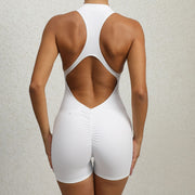 Trendsi 4 Zippered Yoga Fitness Shorts Jumpsuit Sleeveless Tummy Control Stretch Shapewear Butt Lifting Sportswear Women